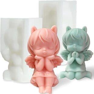 Cross-border Cheek-supporting Angel Gypsum Doll Mold Bowknot Heart Girl Praying Scented Candle Silicone Mold