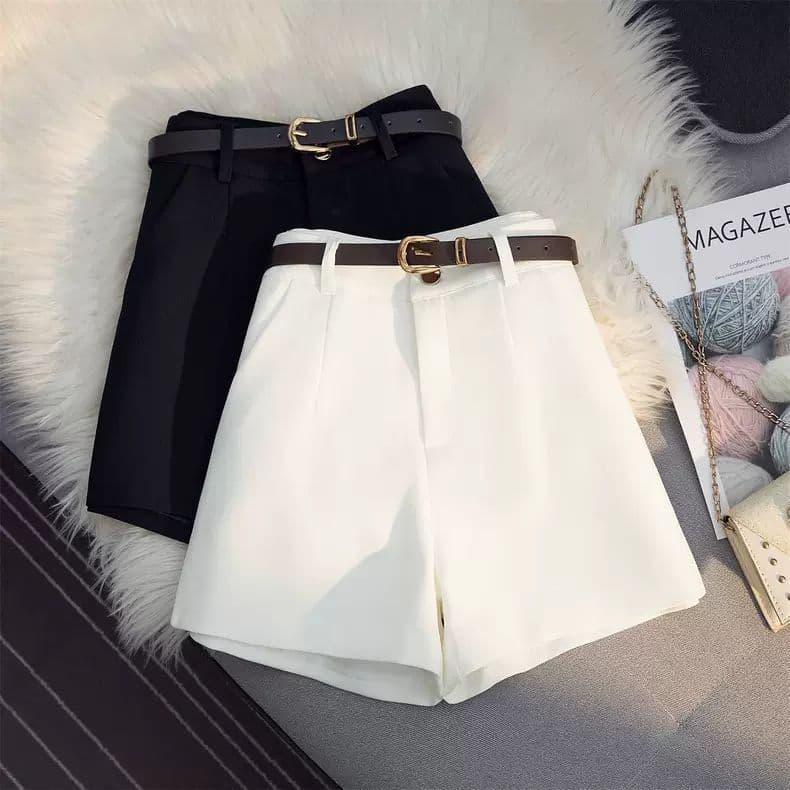 Women's White Suit Shorts 2025 Summer High-Waist Versatile A-Line Wide-Leg Pants Loose Slimming Casual Trousers