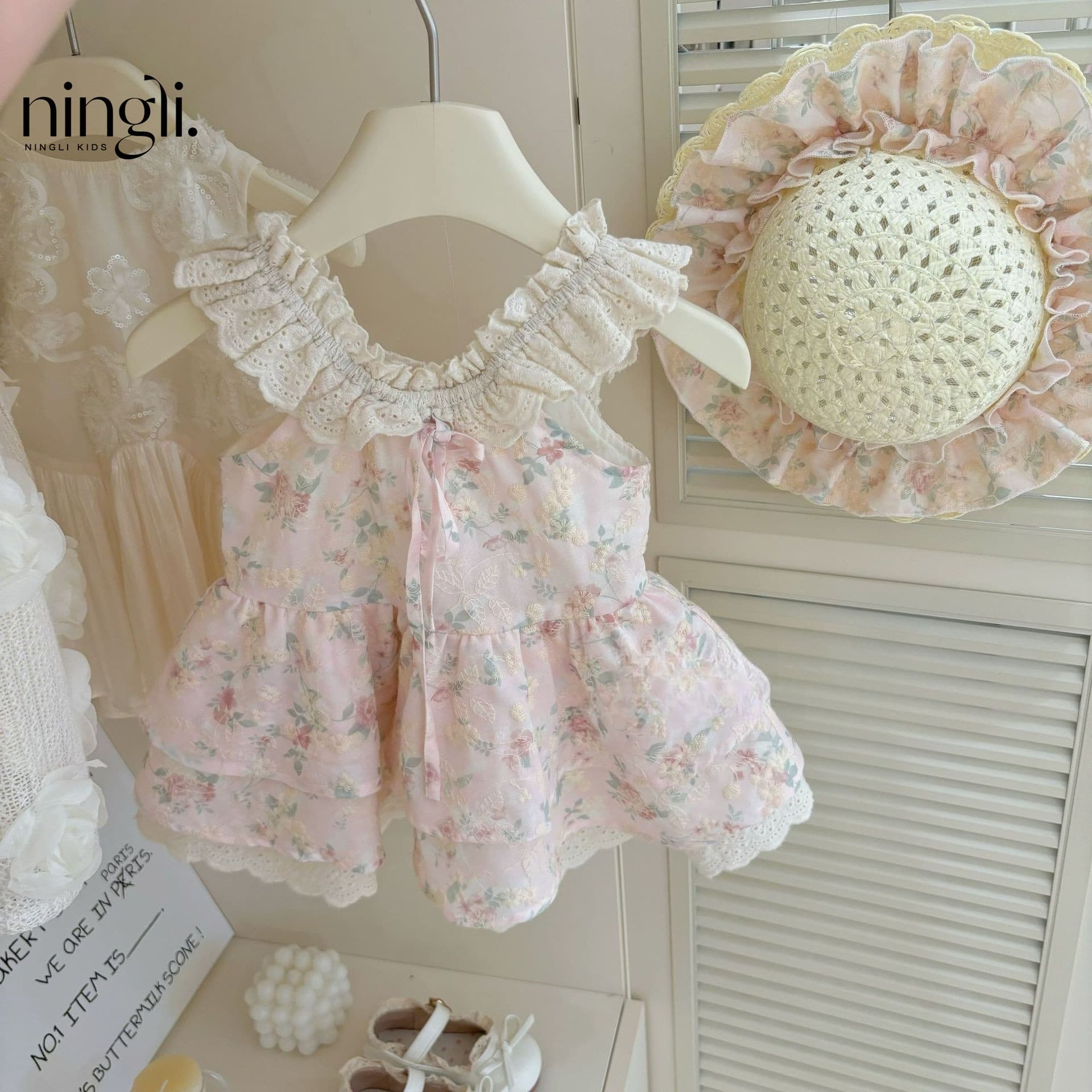 Ningli Girls Korean Style Cute Cartoon Fries Doll Collar Dress 2026 Summer New Trendy Versatile Vest Dress