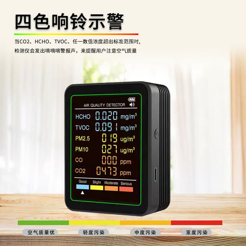 Private Mold 6-in-1 CO2 Detector PM2.5 Formaldehyde Monitor TVOC CO2 CO Certified Smart Portable