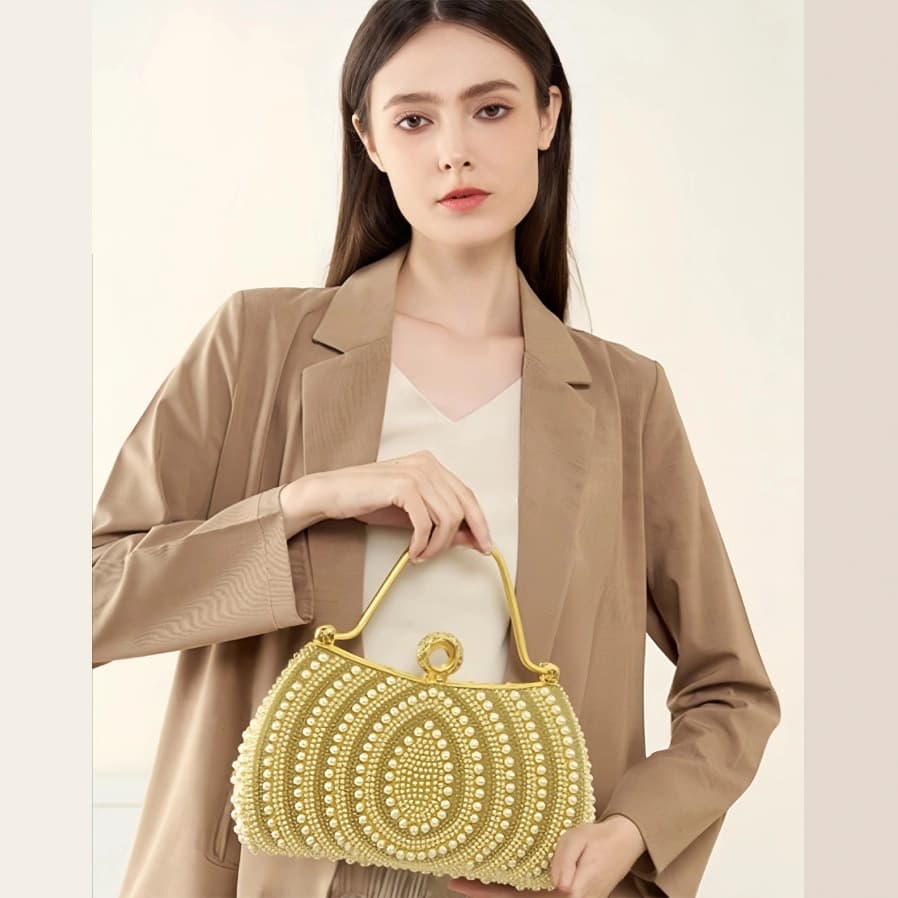 2025 New European and American Pearl Diamond Dinner Bag Fashion Handbag Banquet Bag Clutch Bag Shoulder Crossbody Bag