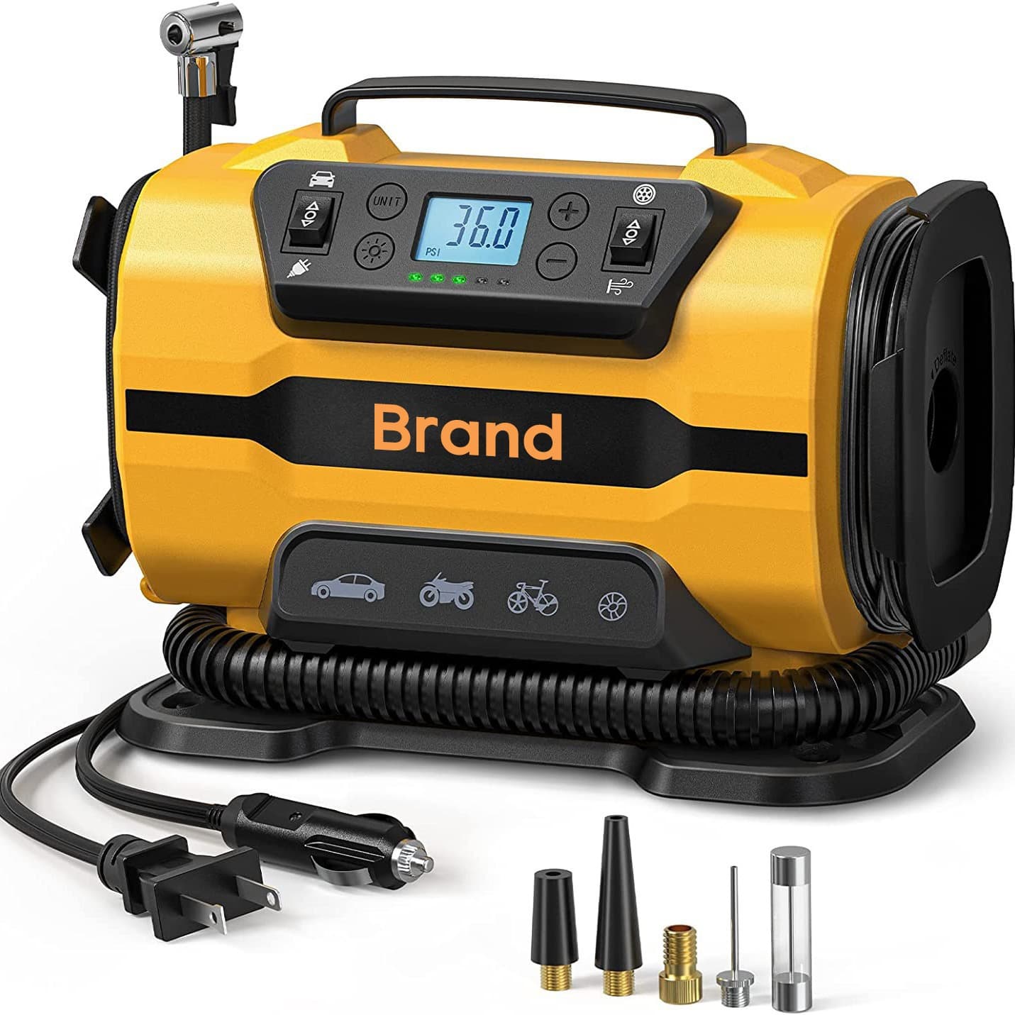 AC/DC Car Inflator Pump AC 110-230V Air Pump DC 12V Dual Power Vehicle Tire Inflator