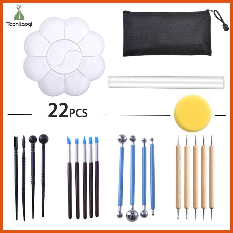 22-Piece Set Clay Sculpting Tools for DIY Carving Soft Ceramic Mud Stone Plastic Clay Modeling Knives Artistic Craft Tools