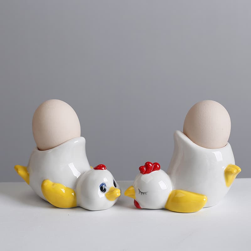 Cross-border European Style Chick Ceramic Egg Cup Breakfast Egg Holder Cute Fresh Minimalist Desktop Living Room Home Decor