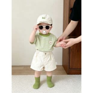 Baby Korean Fresh Summer Short Sleeve New Infant Clothes Striped Thin T-Shirt Toddler Casual Kids Wear