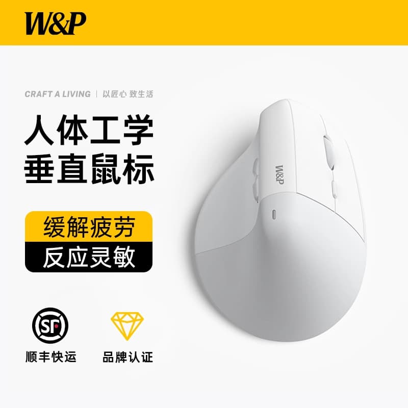 W&P Wireless Mouse Bluetooth Silent Ergonomic Vertical Office for MAC Laptop Gift Custom