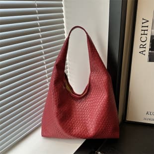 Casual Retro Large Capacity Solid Color 2024 New Trendy Stylish Woven Texture Shoulder Underarm Tote Bag