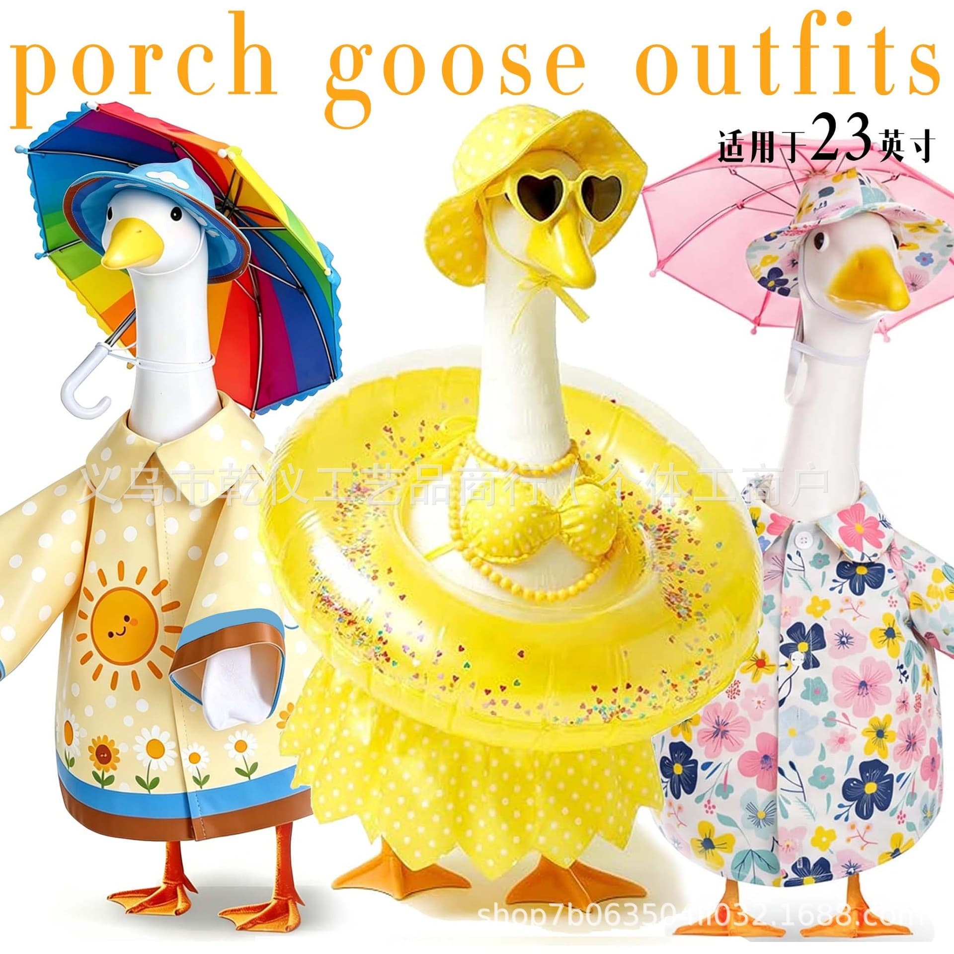 Cross-border New Holiday Porch Goose Raincoat Costume Garden Goose New Gardener Outfit Set Decoration