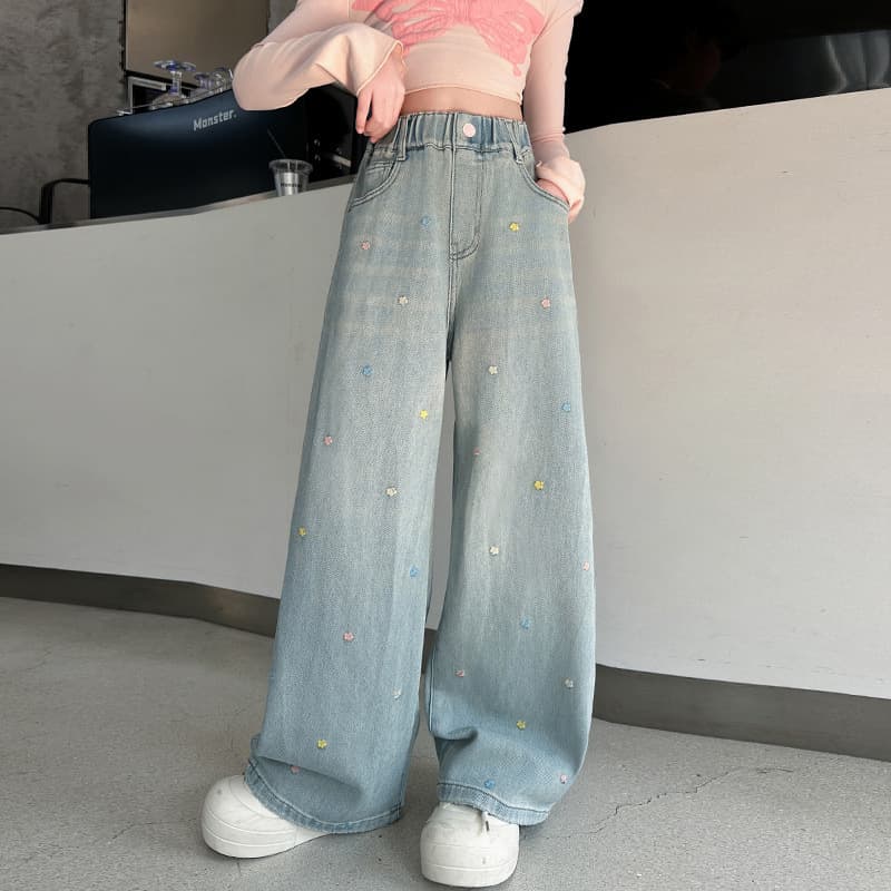 Girls' Summer Thin Pants 2025 New Style Big Kid Trendy Jeans Children's Autumn Fashionable Straight Wide Leg Pants