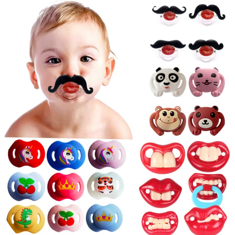 Baby Silicone Pacifier Funny Bucktooth Rabbit Teeth Soothing Nipple Beard Nipple For Babies Daily Use Kitchen Tableware