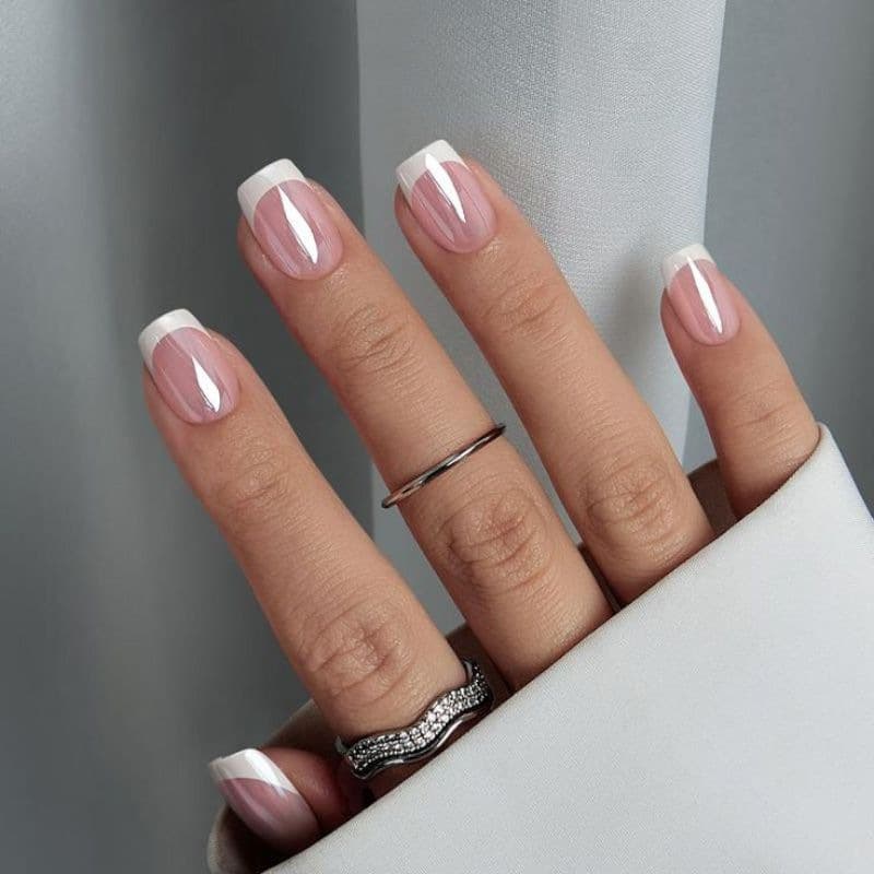 Export Cross-Border Supply 24-Piece Box Set Premium Electroplated French Short Daily Simple Removable Wearable Fake Nails