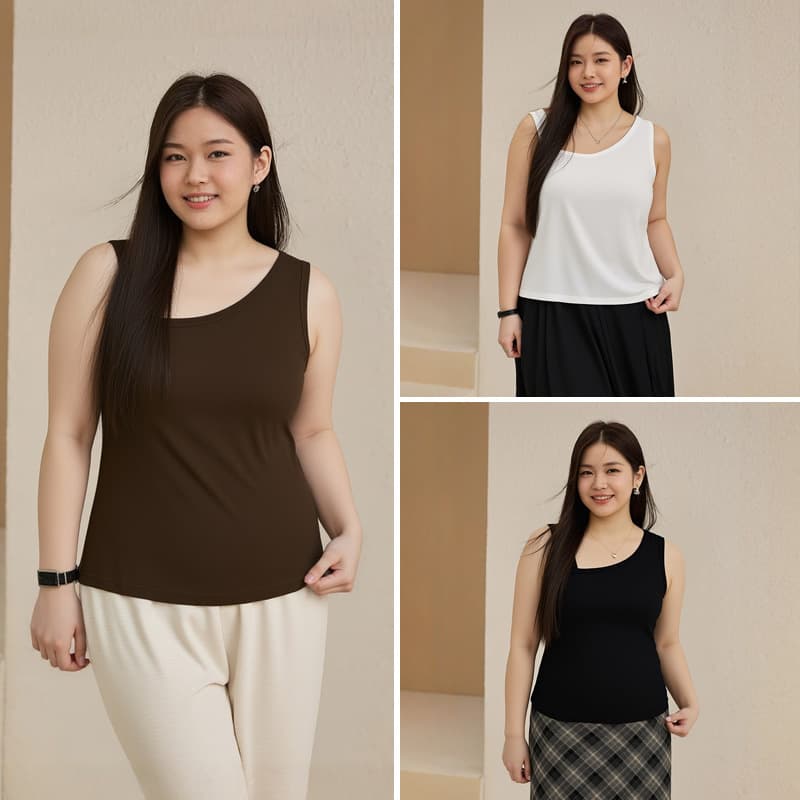 Large size camisole for fat mm women with belly-covering design, sloping shoulders, basic style with 240 catties women's clothing 3556