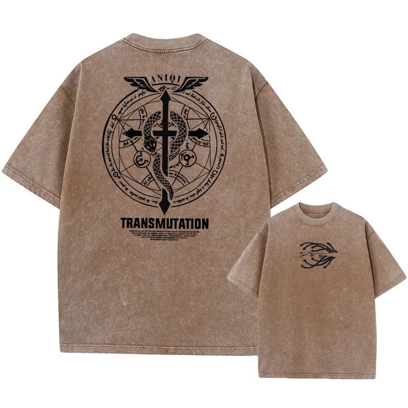 【Cross-border EU Size】Anime Fullmetal Alchemist Acid Tshirt Men Print