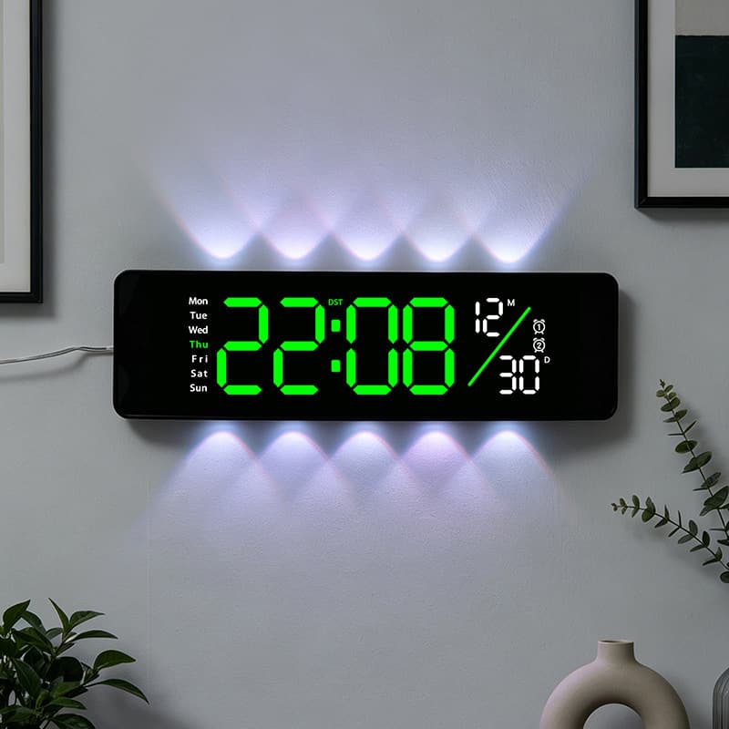 New product simple LED wall clock wall clock modern multi-functional silent spotlight living room clock 6697 decoration