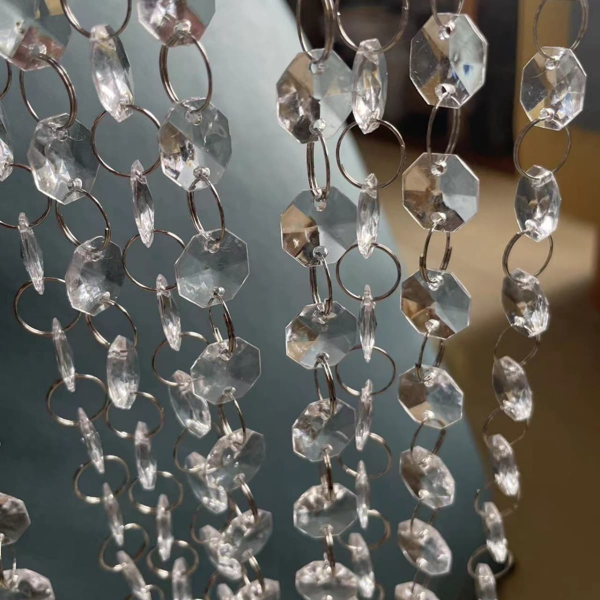 Amazon Thin Acrylic Octagonal Bead Curtain String for Wedding Decoration Ceiling Hanging Bead Chain