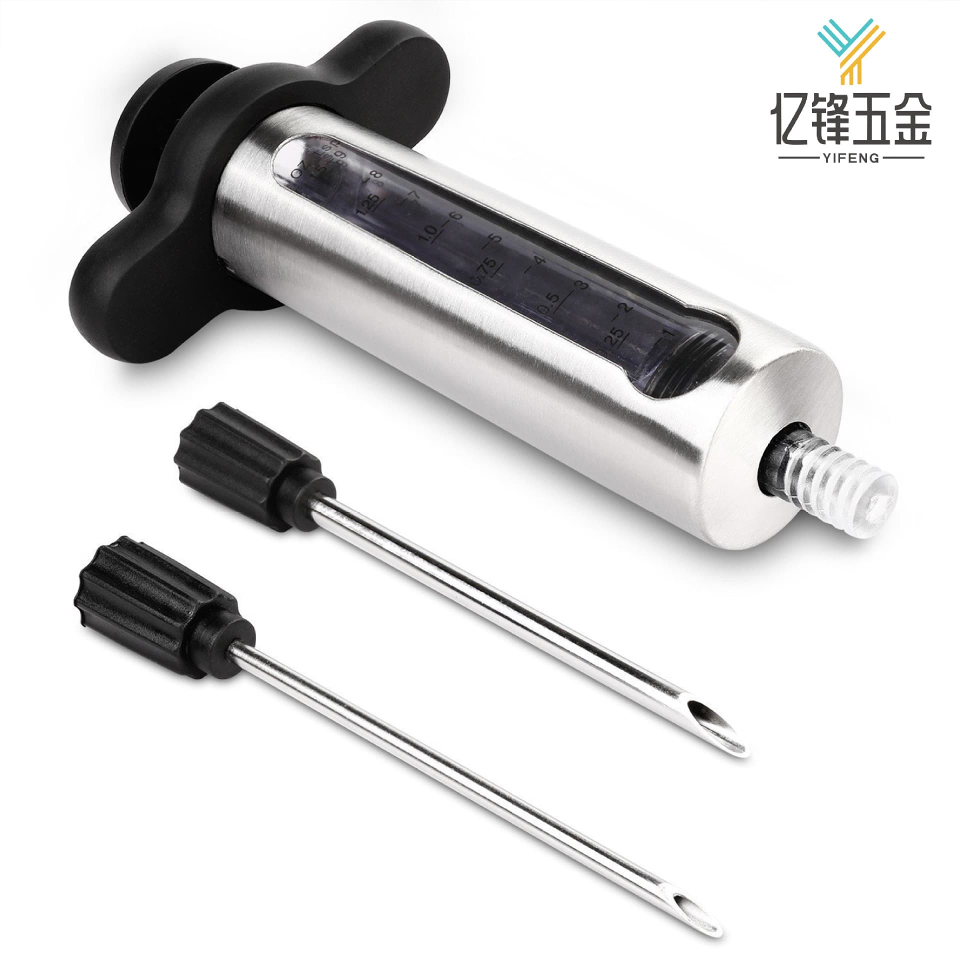 Meat syringe 304 stainless steel turkey needle double needle turkey seasoning pump barbecue tool outdoor gourmet tool