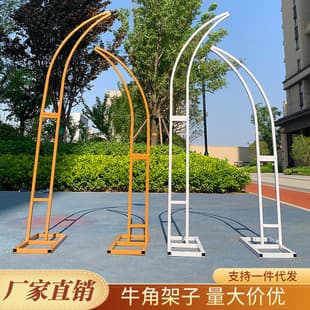 New Cross-Border Foreign Trade Wedding Prop Bullhorn Door Iron Flower Arch Frame Ivory Door Arc Outdoor Wedding