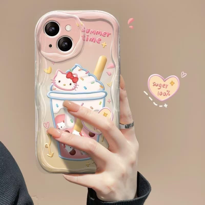 Hello Kitty Ice Cream Cream Pattern iPhone17 Apple 16/15/14/13 New Anti-fall Soft Shell Phone Case 1