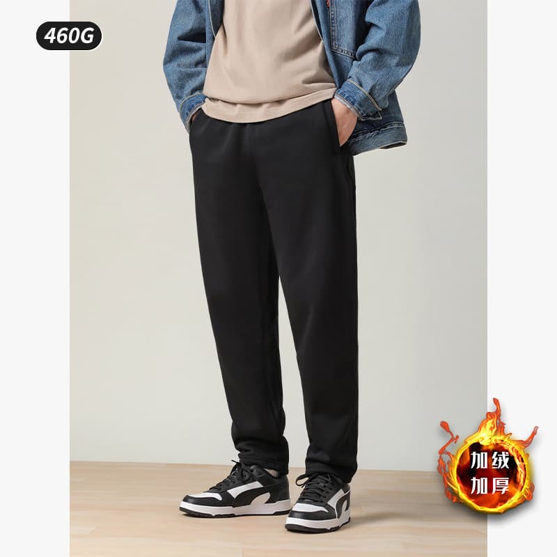 460g fleece-lined sweatpants men 2025 new trendy brand straight-leg loose O-particle fine fleece texture long pants high-waist slimming.
