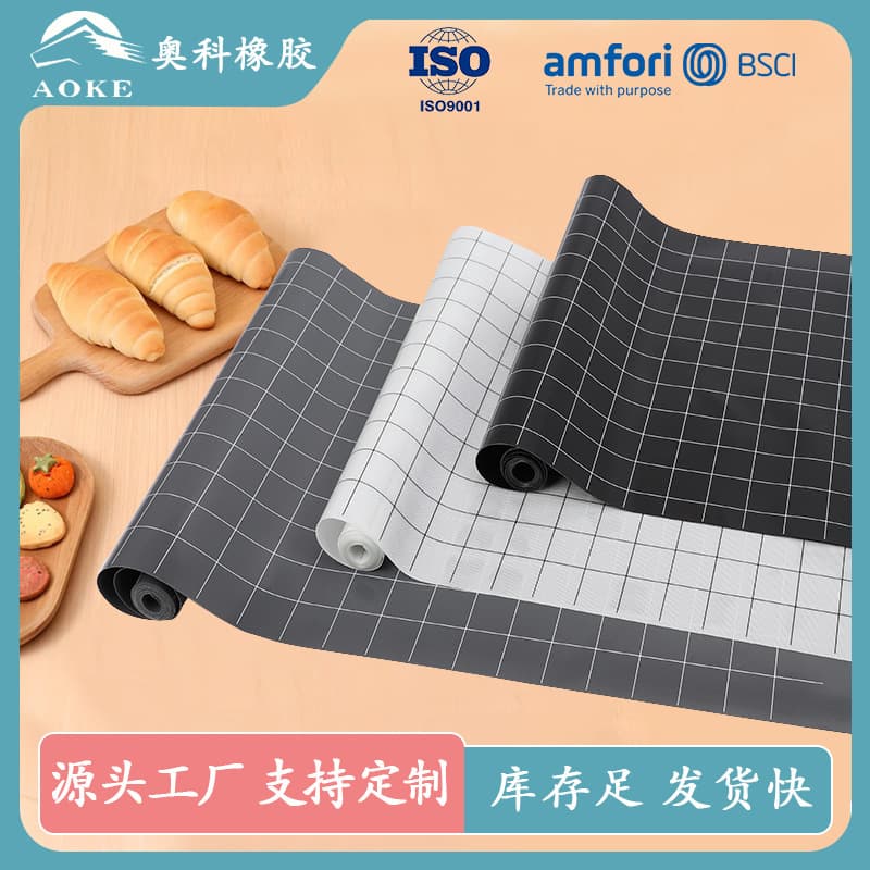 Trimmable 1.6m large grid silicone baking mat, reusable high-temperature resistant puff pastry cookie baking tray liner
