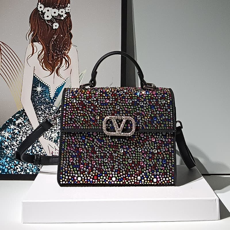 Crystal-Embellished Handbag 2026 Spring New Arrival European and American Retro Style Trendy Evening Bag Shoulder Crossbody Classic