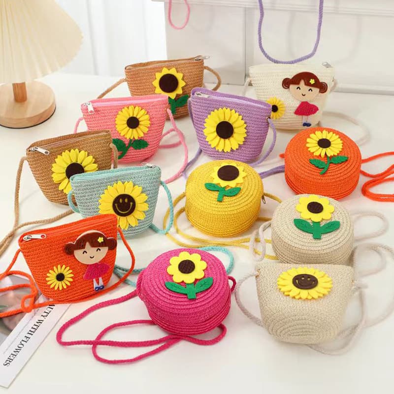 Summer children's bag female cute boy crossbody seaside straw bag woven bag 2025 new little girl straw bag