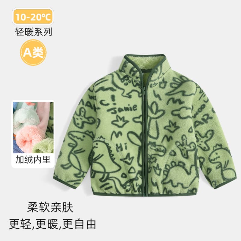 2025 new boys' autumn/winter fleece-lined polar fleece tops, unisex for toddlers