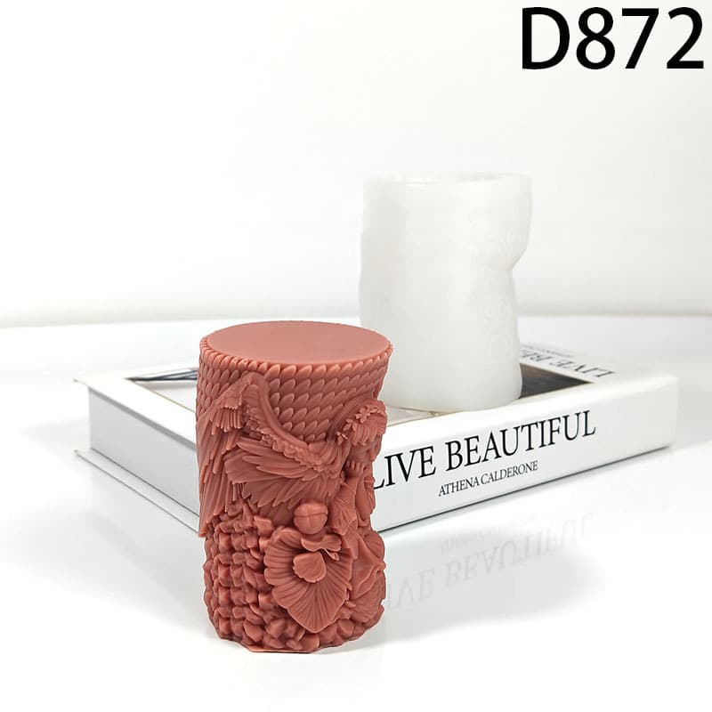 Cylinder Relief Angel Silicone Mold 3D DIY Aromatherapy Candle Plaster Decoration Ornament Mold D872
