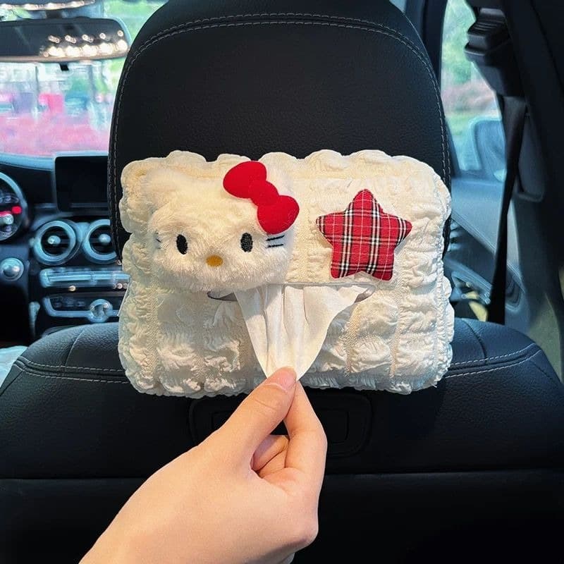 Car Tissue Box Tissue Holder Armrest Seat Hanging Multifunctional Cute Puff Car Tissue Dispenser