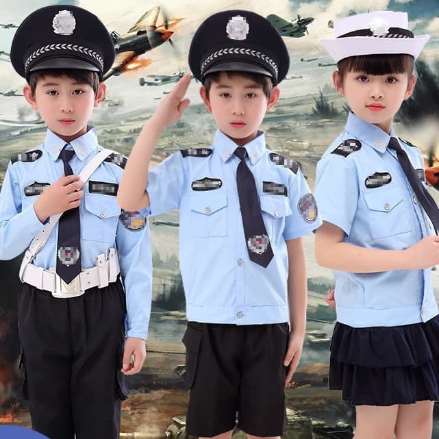 Kids Police Uniform Dress-Up Set, Boys and Girls Police Officer Costume, Traffic Police Performance Outfit