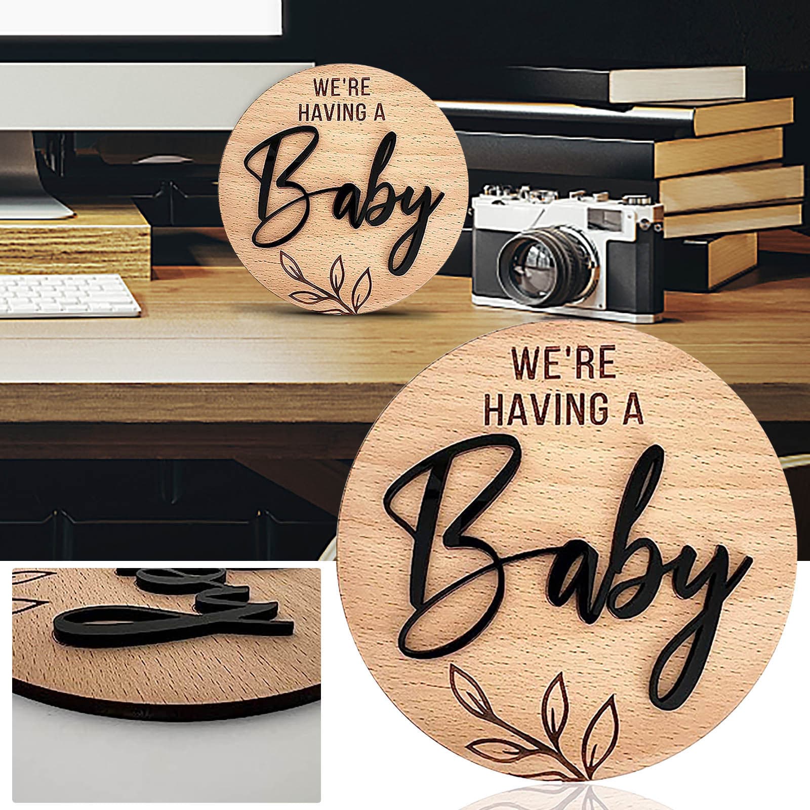 Cross-border new baby birth sign house sign decoration pendant newborn wooden round sign souvenir