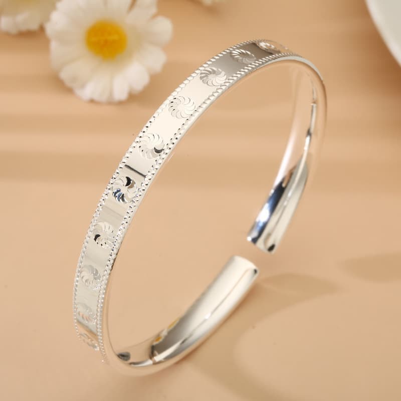 No. 8401 999.9 pure silver open CNC kaleidoscope bracelet, elegant and versatile new Chinese national style solid silver bracelet