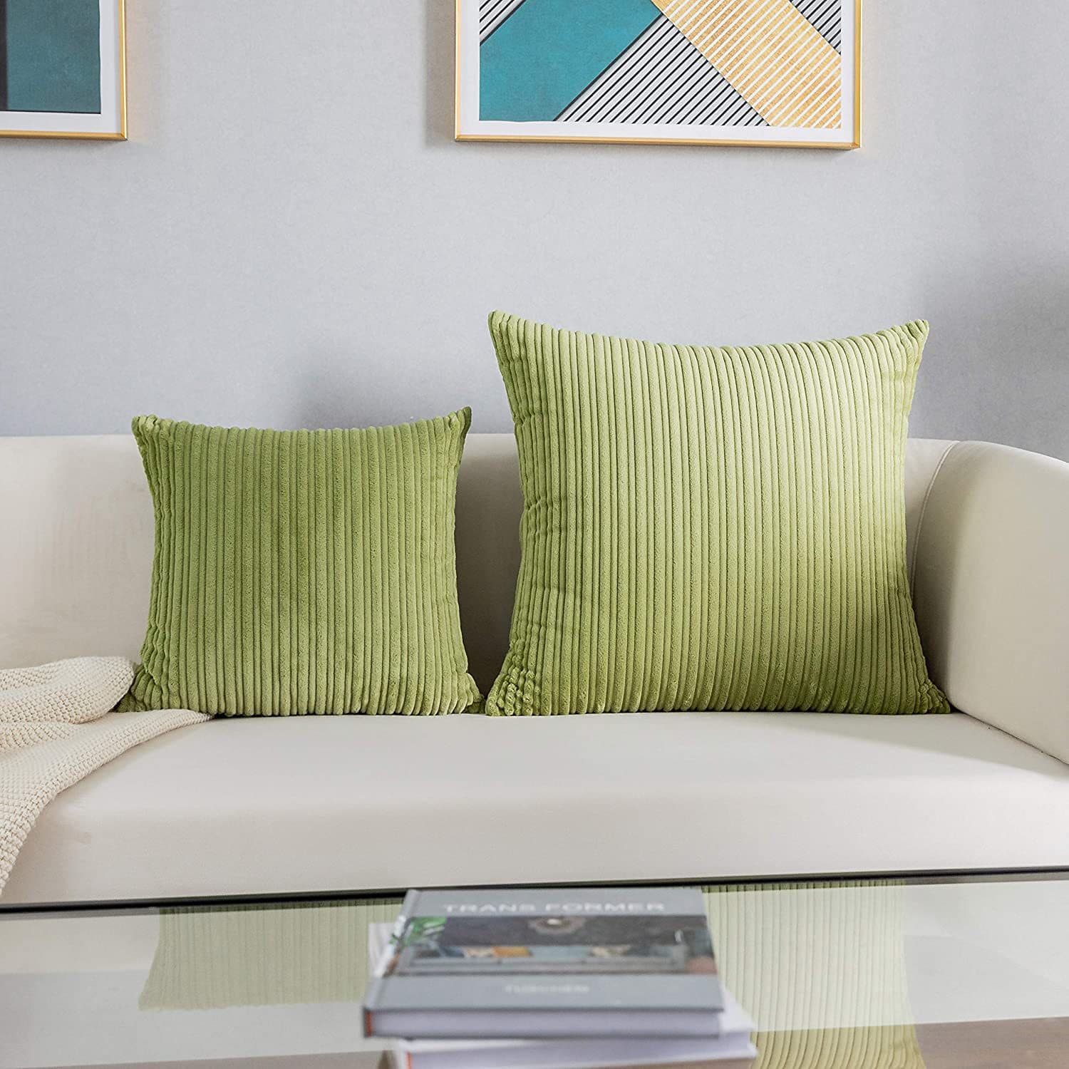 Corduroy Throw Pillow Cover for Sofa, Couch, Bed Headrest, Chair Back, Office Lumbar Support
