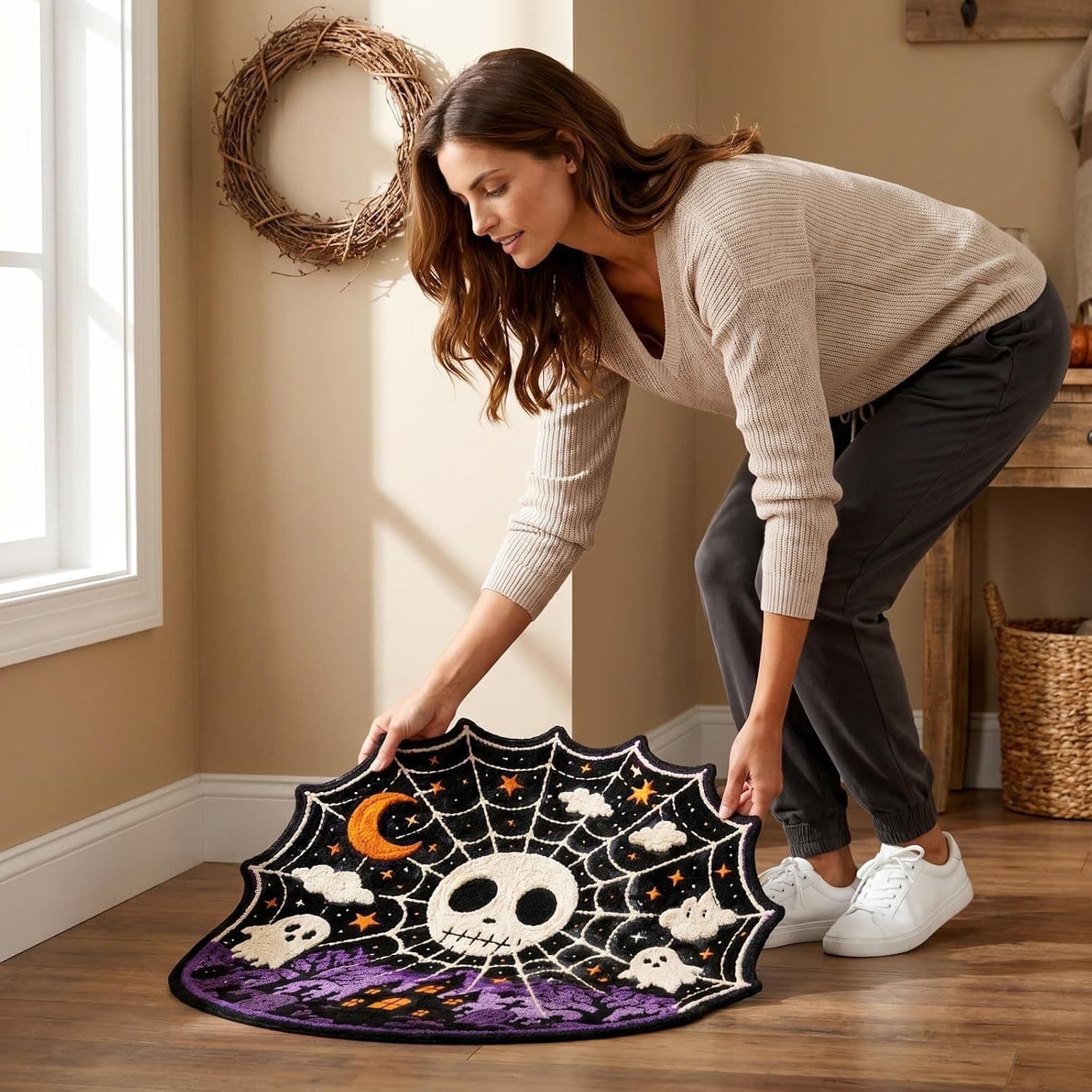 Cross-border Dropshipping Halloween Mat Skin-Friendly Faux Cashmere Rug Living Room Stain-Resistant Easy Care Sofa Rug Bedroom Carpet