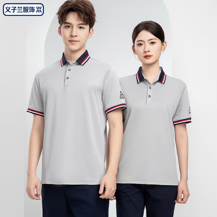 Anti-static workwear T-shirt with printed logo, short-sleeve top, durable, unisex, custom workwear polo shirt