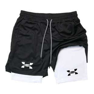 New Men's Running Shorts 2-in-1 Quick-Dry Training Gym Shorts for Summer