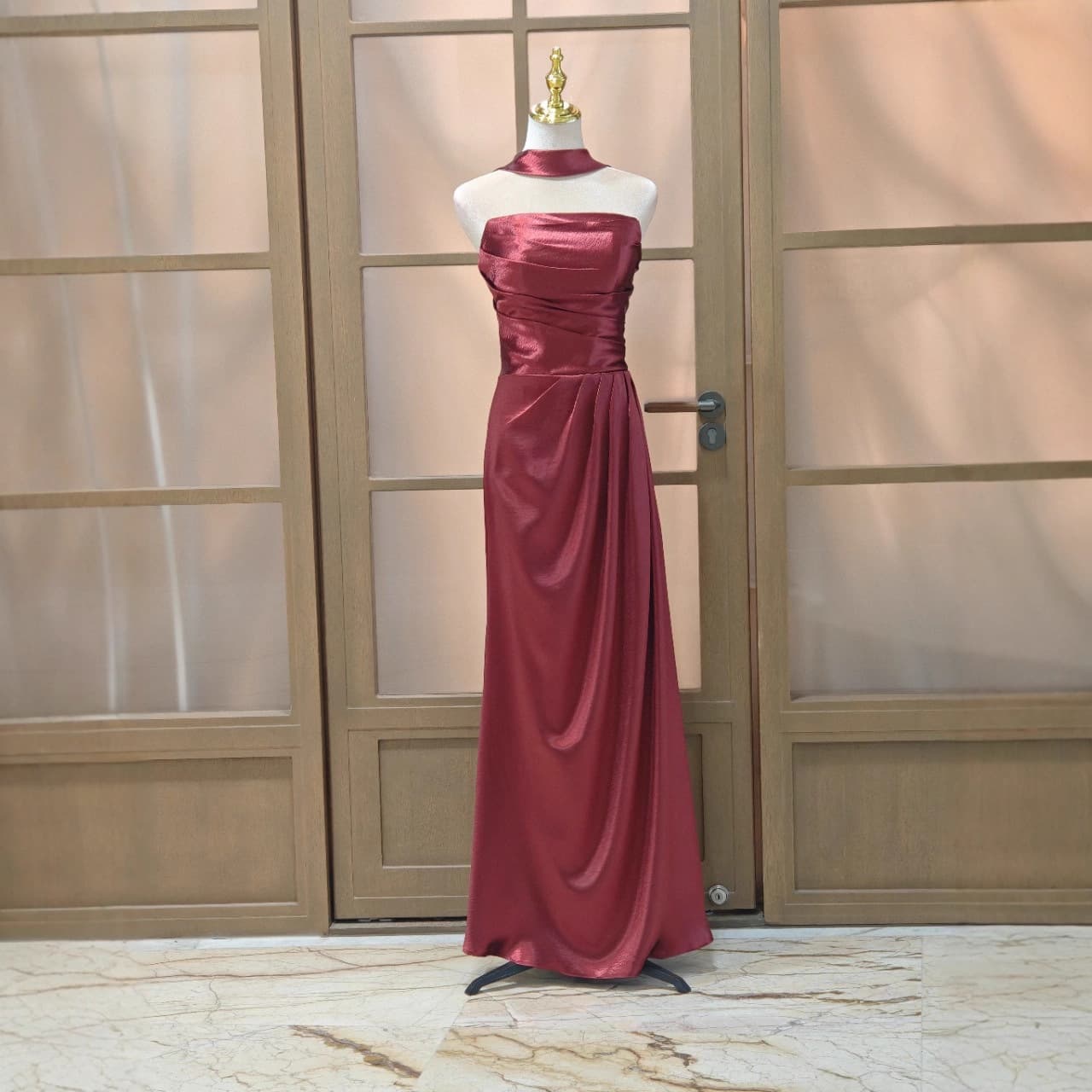 Strapless Red Wedding Toast Dress, High-End Light Luxury Bride Morning Robe, Unique Engagement Banquet Mermaid Tail Host Evening Gown