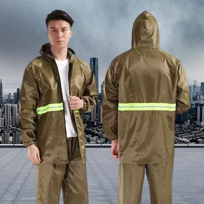 Raincoat and rain pants thickened gabardine rainproof electric vehicle labor protection construction site twill protection wear-resistant large brim
