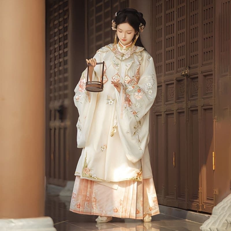 Yushu [Huatuansu] New Original Hanfu Women's Ming-style Horse Face Skirt Heavy Embroidery Cloud Shoulder Stand Collar Top Autumn/Winter