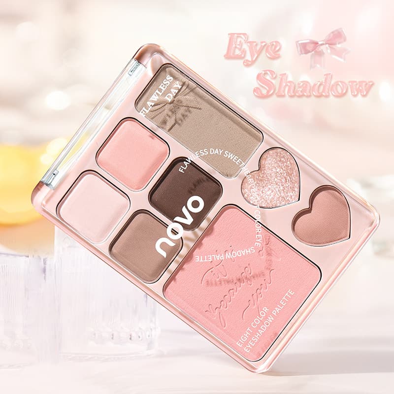 NOVO Sweetheart Eight Color Eyeshadow Palette Women's Shadow Highlight Blush All-in-One Palette Daily Light Makeup Earth Color Eyeshadow Palette