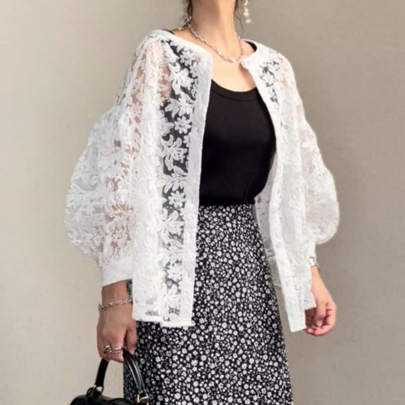 Hot Selling Japanese Style Summer Women's Embroidered Lace Lantern Shirt Two-Way Top Coat Aesthetic Blouse