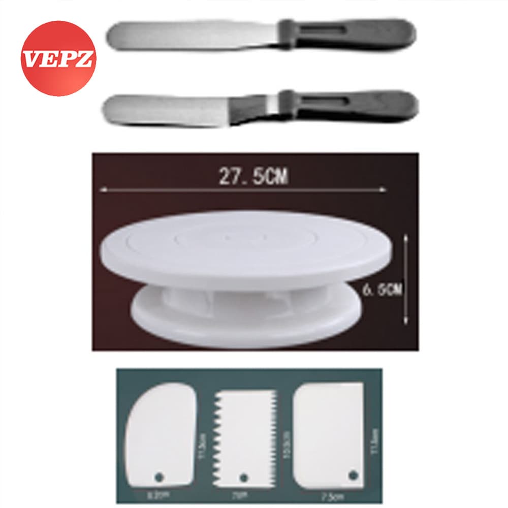 Baking Tools 6-Piece Cake Turntable Set, Amazon Hot Sale Baking Pastry Nozzle Spatula