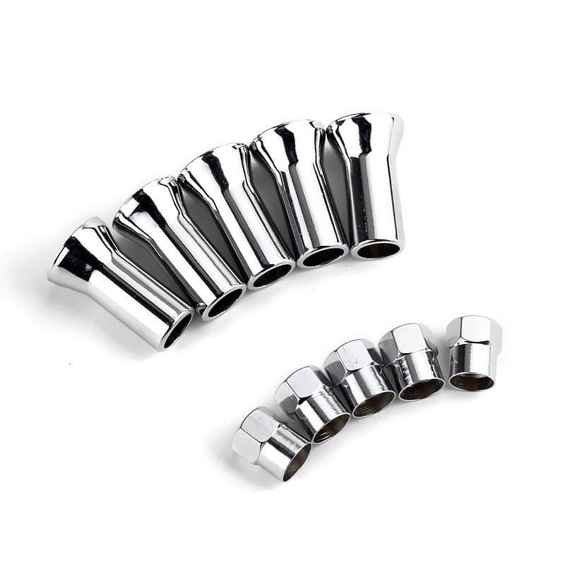 Aluminum Alloy Tr414ac Card Slot Type Valve Nozzle Full Set 10 Pieces Cap Style Car Accessories