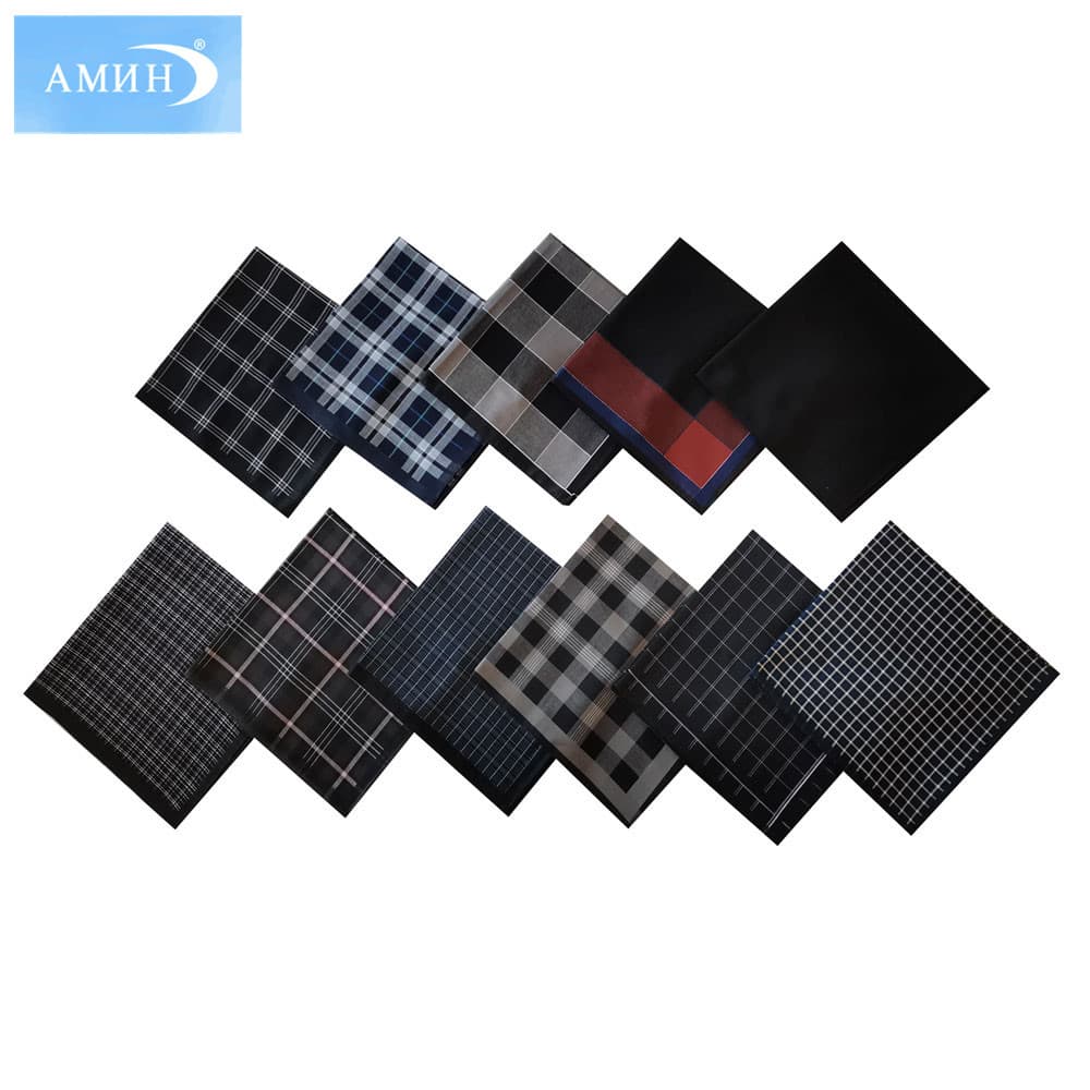43cm Classic Plaid Pure Cotton Handkerchief Men's Checkered Cotton Pocket Square Mid-to-High-End Handkerchief Sweat Towel