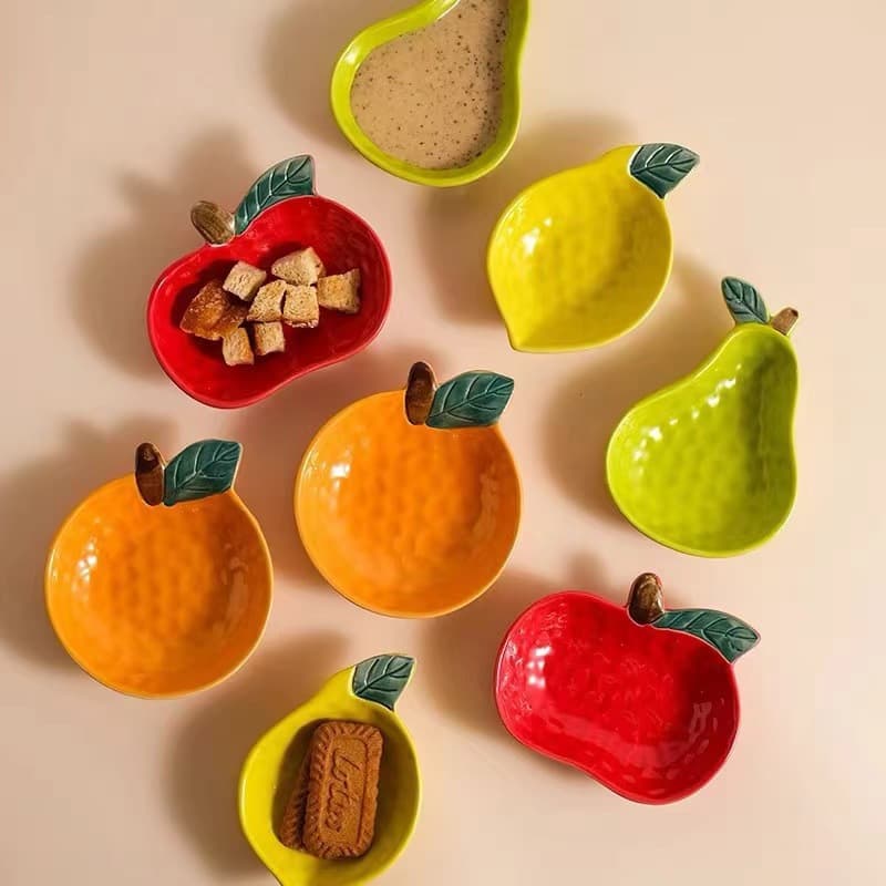 Ceramic household fruit-shaped cute sauce dish hot pot seasoning dish dipping saucer creative cartoon seasoning dish