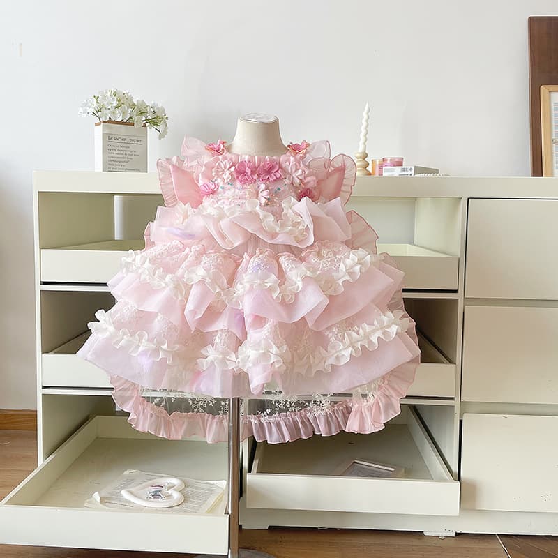 Girls Lolita Dress Summer 2026 New Children Lolita Princess Dress Baby Puffy Skirt Gown