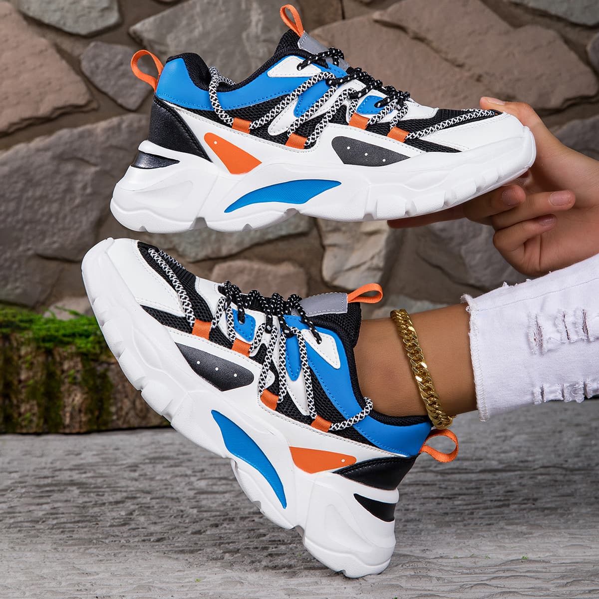 2025 Spring New Cross-Border Hot Selling Women's Casual Sneakers Versatile Chunky Dad Shoes Breathable Comfortable Trendy Shoes