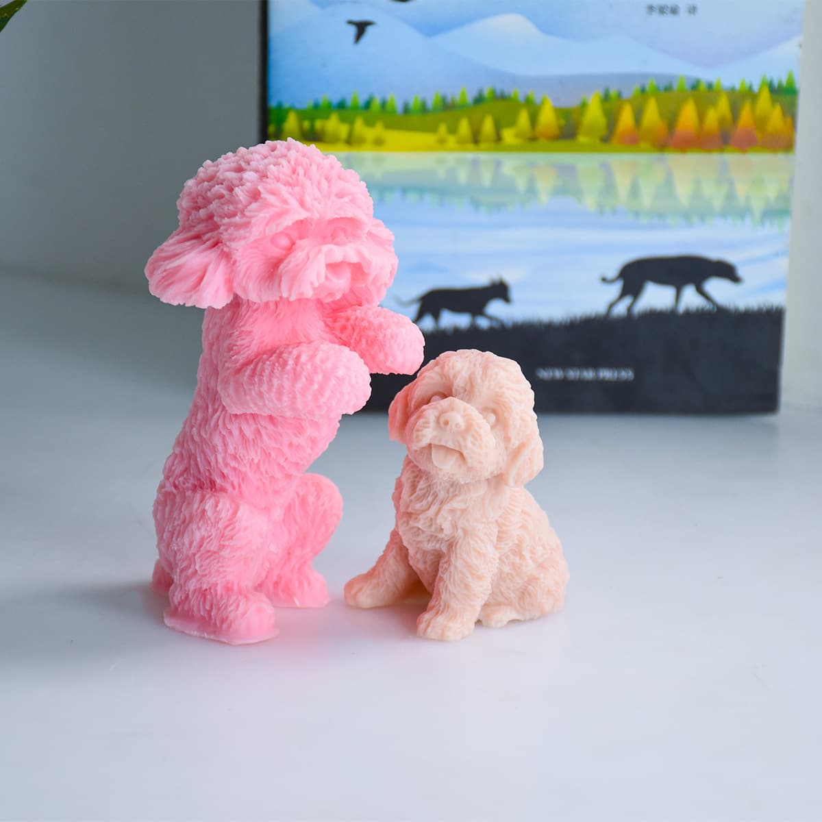 Cute Teddy Puppy Scented Candle Plaster Silicone Mold Standing Teddy Dog Children's Room Ornament Mold