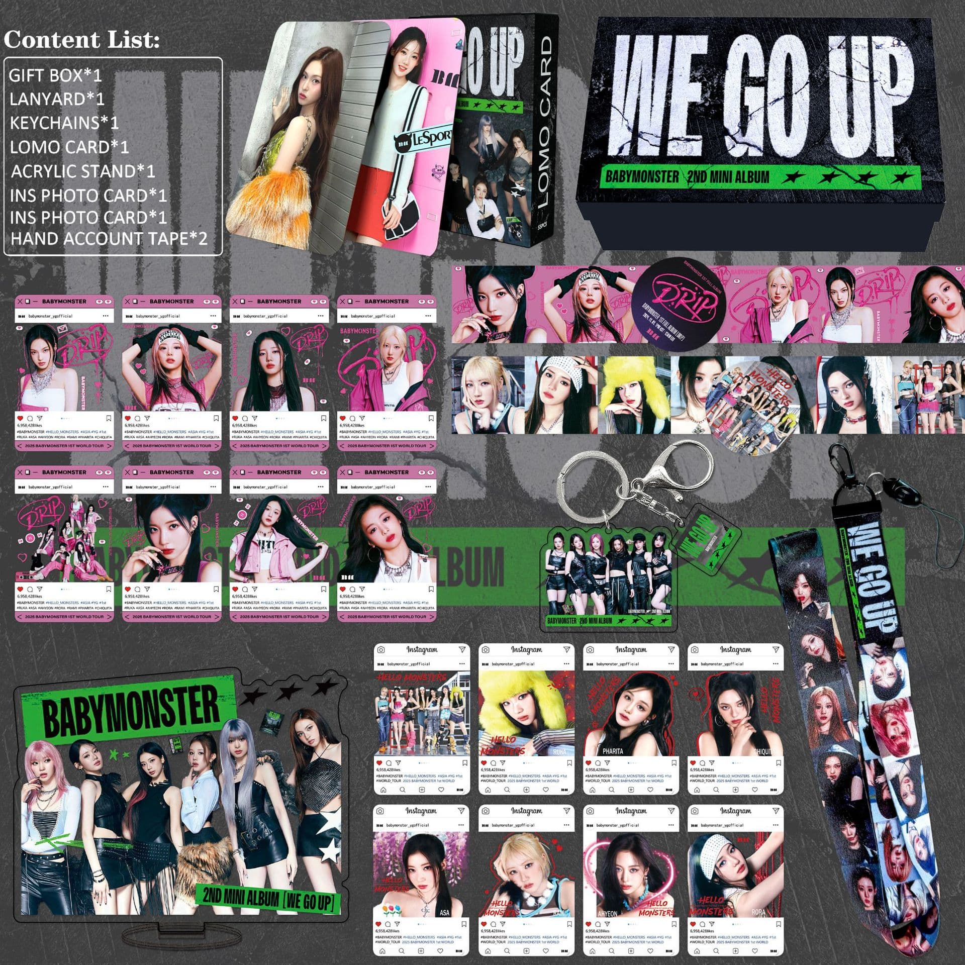 BABYMONSTER gift box album WE GO UP peripheral keychain sticker photo card set cross-border wholesale