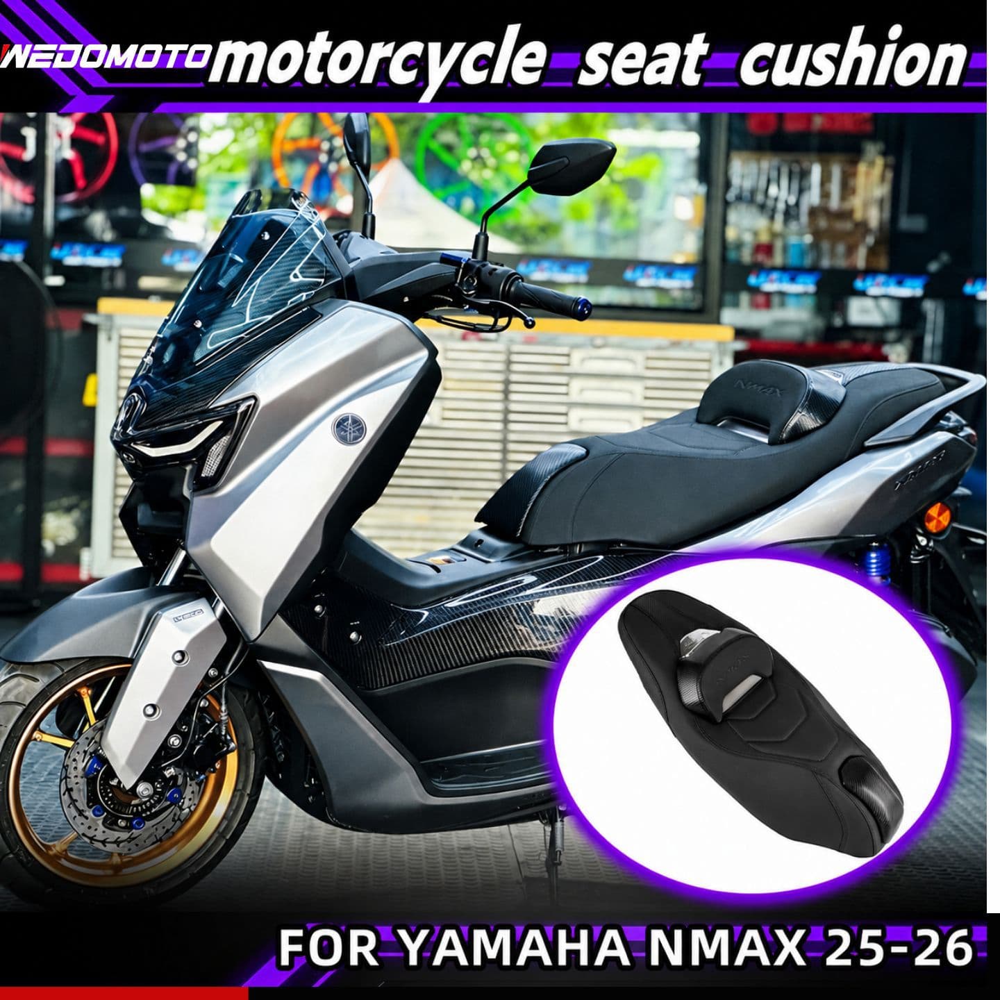 For 25-26 Yamaha NMAX155 V3 Modified Indonesian Version Seat Cushion Raised Backrest Seat Pad